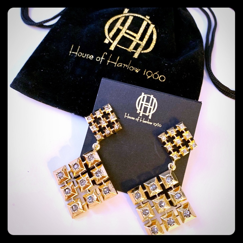 House of Harlow 1960 Lyra Gold & Crystal Earrings